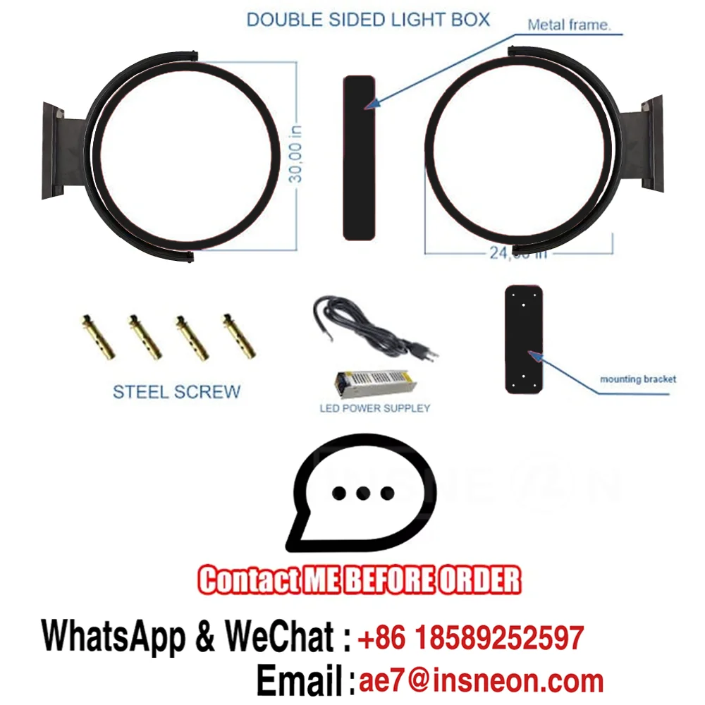 Custom 360 Rotating Light Box Acrylic LED for Storefronts Double Sided Round Box Outdoor Waterproof Hanging Advertising Sign