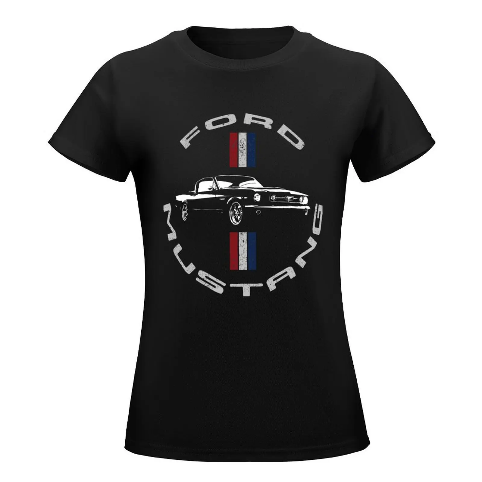 Camiseta gráfica extragrande feminina, 66 roupas Mustang Fastback, camisas estéticas de treino