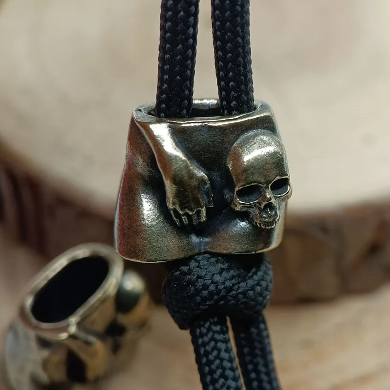 Totenkopf-Messerperlen aus Messing EDC Outdoor DIY Paracord Handgefertigte gewebte Lanyard-Anhänger Accessoires Punk-Armbänder Charms – Detail 6