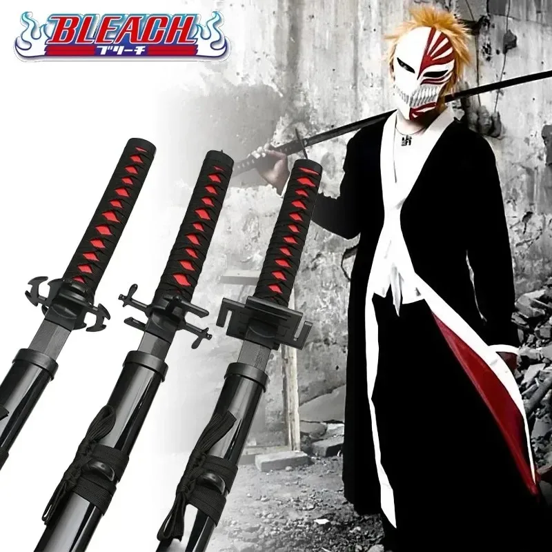 104cm Anime Bleach Katana Kurosaki Ichigo Cosplay Prop Sword Wooden Real Size Japanese Katana Samurai Sabre Weapon Kid Toy Gift