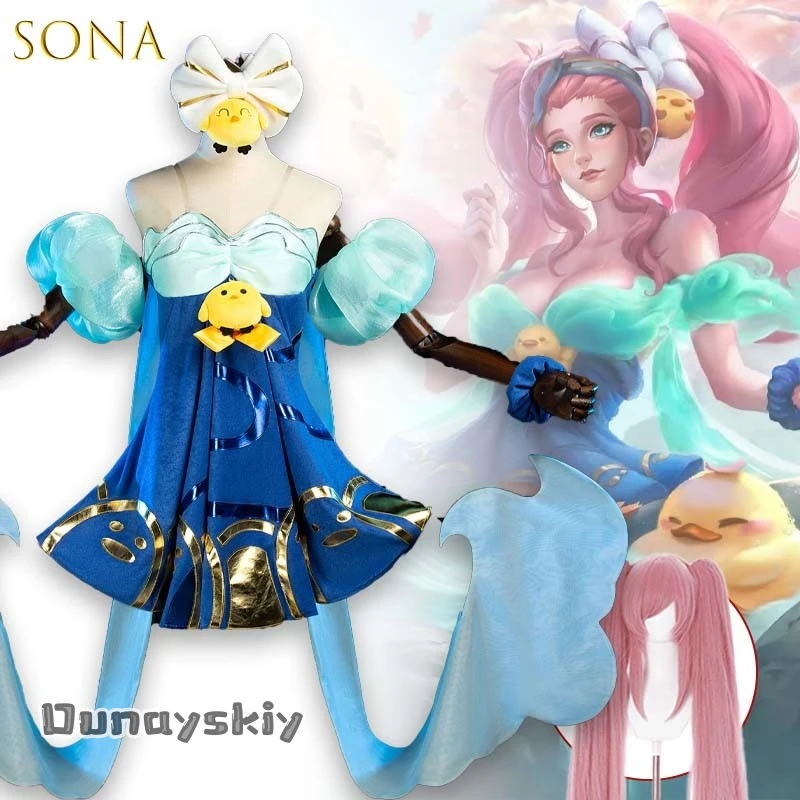 

ALeague Sona Buvelle Lotus Hot Springs Cosplay Costume{BankaiMode}Female Anime Character Outfit Dress Women Halloween Roleplay