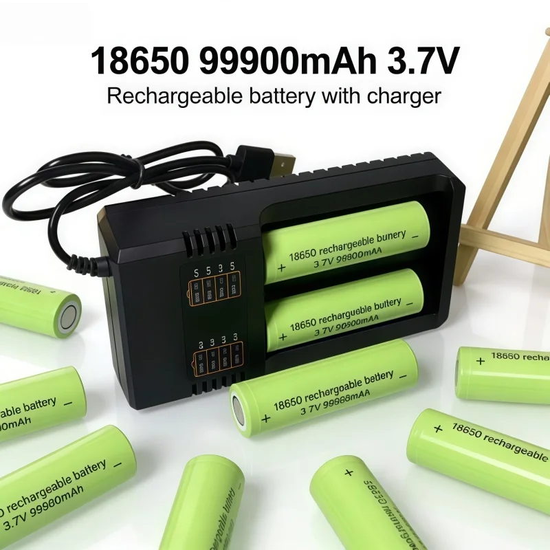 Nouveauté 2026 : Kit Batterie Longue Durée 18650 3.7V 99900mAh et Chargeur Intelligent pour Petits Appareils Électroniques Domestiques