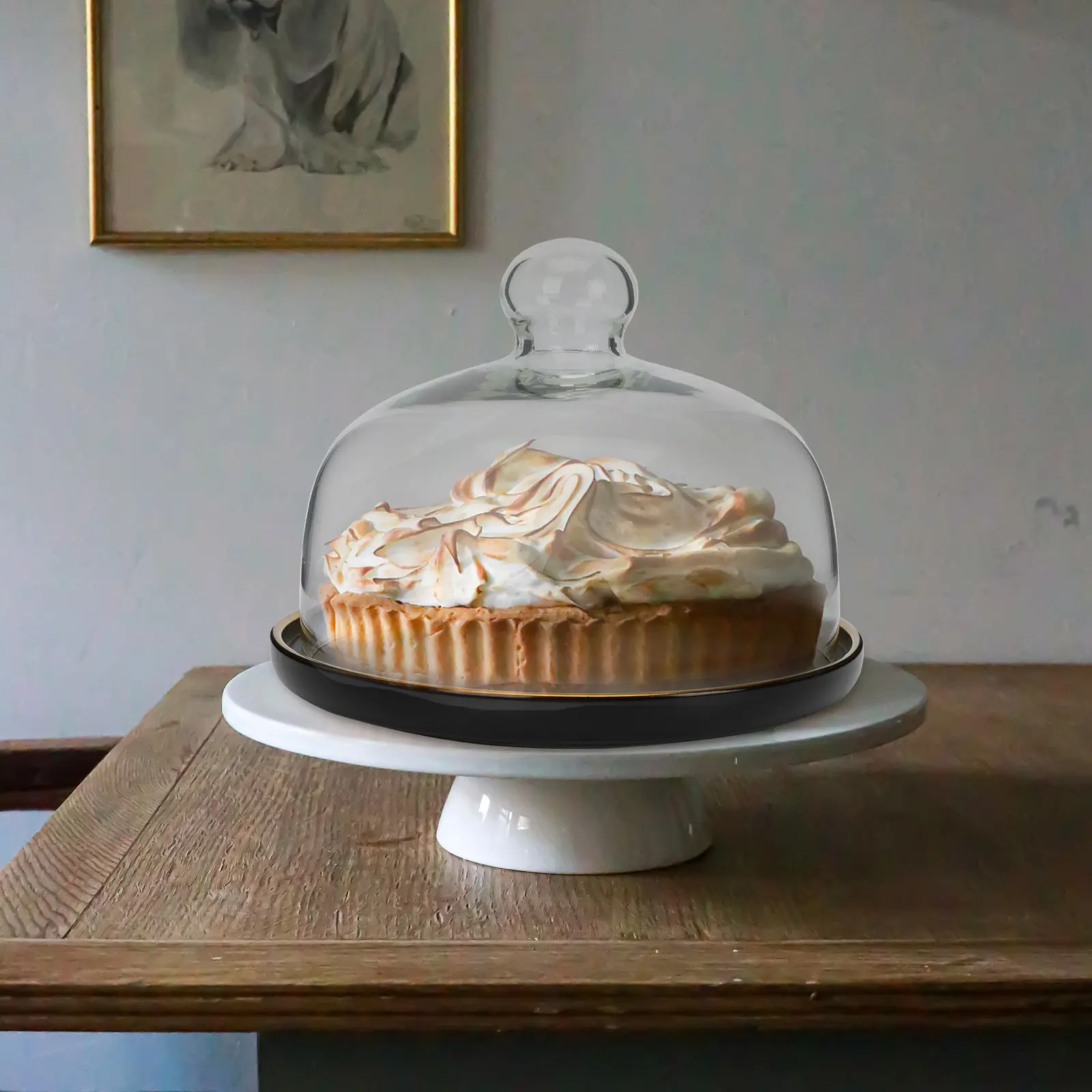 

Compact Ceramic Glass Cake Plate Food Storage Container Stylish Dessert Tray Lightweight Multi-Purpose Use Food Serving Tray