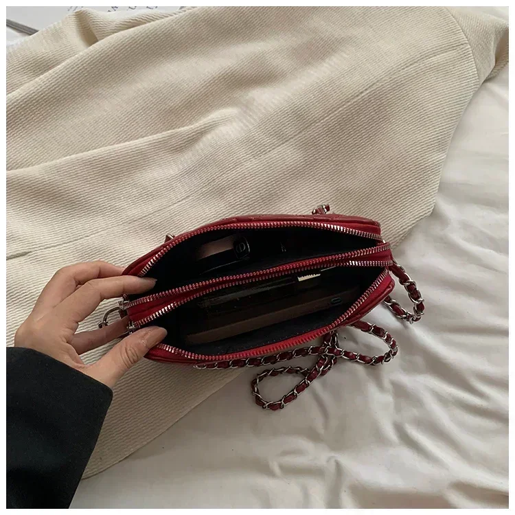 Bolso cruzado con cadena de entramado de diamantes para mujer, bolso y monederos, nueva moda 2024, bolso de mano tipo mensajero para mujer