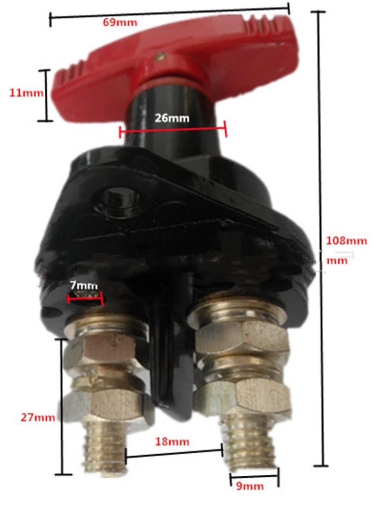 Car power main switch, battery switch, two holes 10mm with resistance, battery power-off switch, main switch