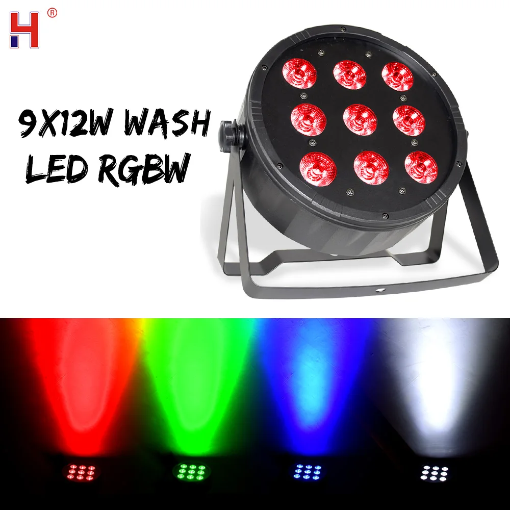 HongYi Luce da palco Led Par 9x12W RGBW 4IN1 Controller DMX Suono attivato Piatto Par Luce Effetto di lavaggio Dj Party Show Luci a LED