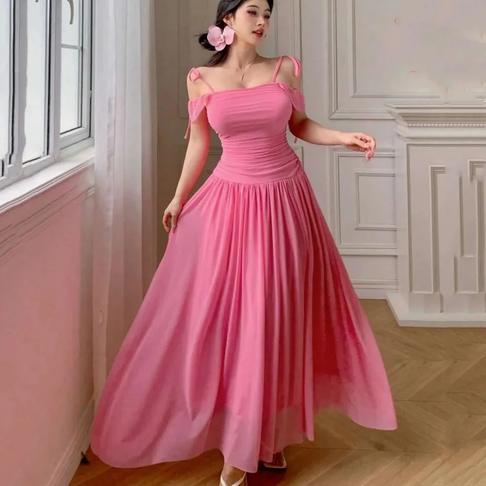 

Customized Simple A Line Prom Dresses Chiffon Spaghetti Straps Party Gowns Evening Dress New Vestido De Novia