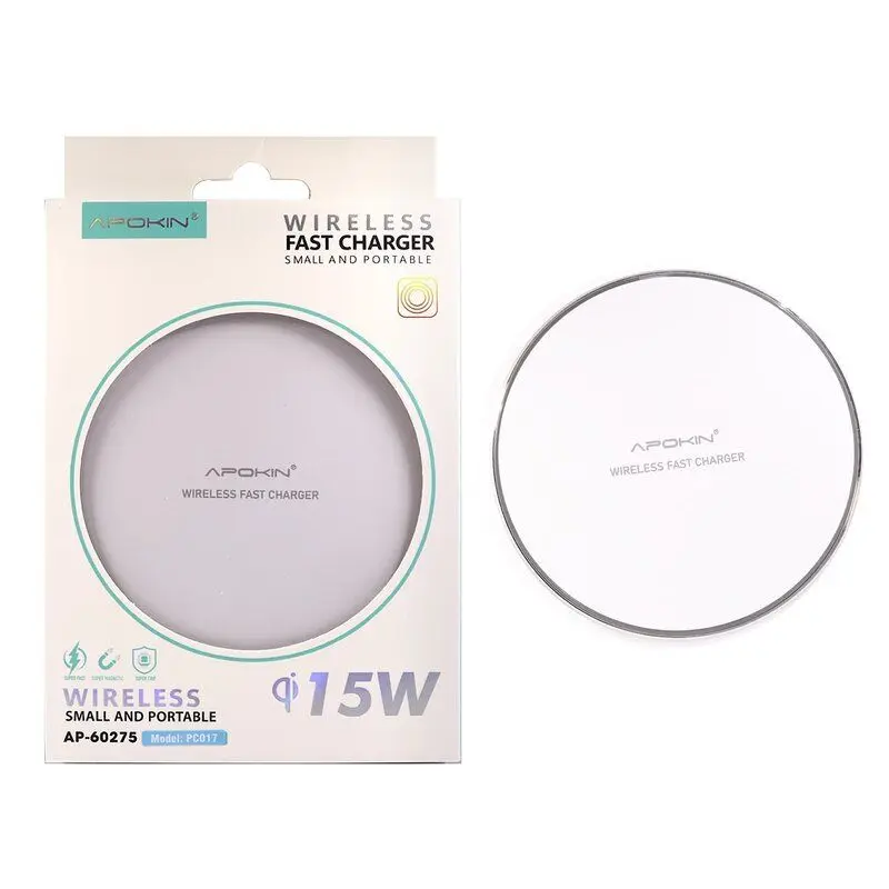 Wireless Charger QI Dock Magnetic Quick Charge Base 15W Mobile IOS Android-White