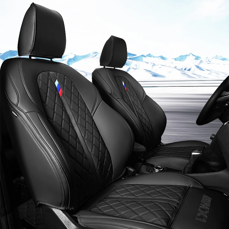 For BMW X1 PVC Leather Car Seat Cover Custom Wholesale Full Coverage Luxury Top Assembly Soft Seat Cushion Breath Accessories