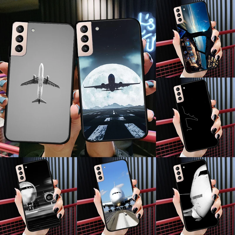 Aircraft Airplane Fly Travel Case For Samsung Galaxy S23 S22 Ultra S21 Ultra S21 FE S9 S10 Note 10 Plus S20 FE Back Cover