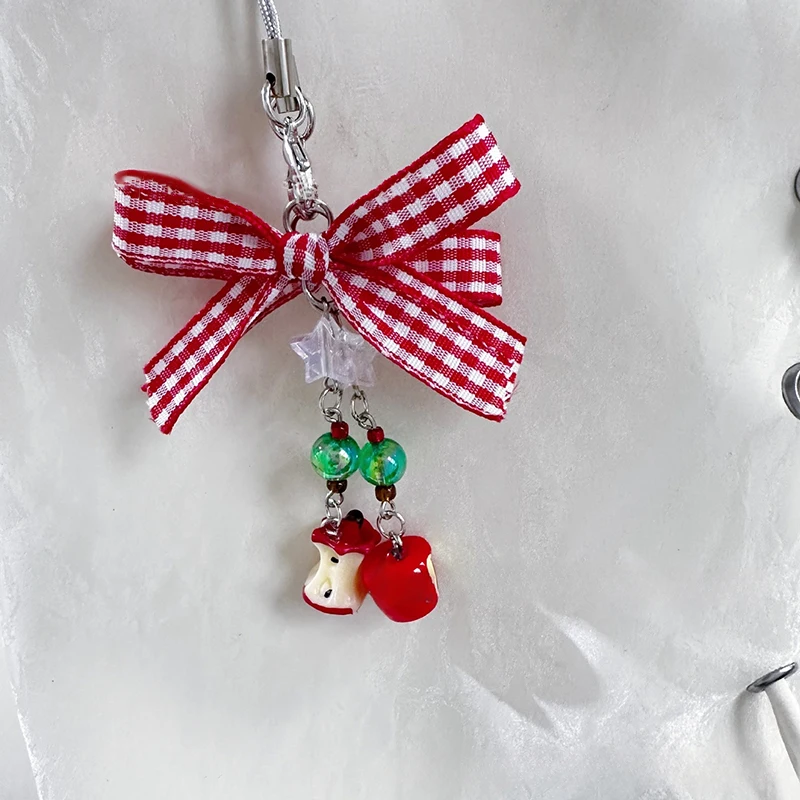 Boho Red Love Apple Beaded Phone Chain Girl Cartoon CCD Decorative Chain Cute Backpack Pendant Decorative Gifts image 5