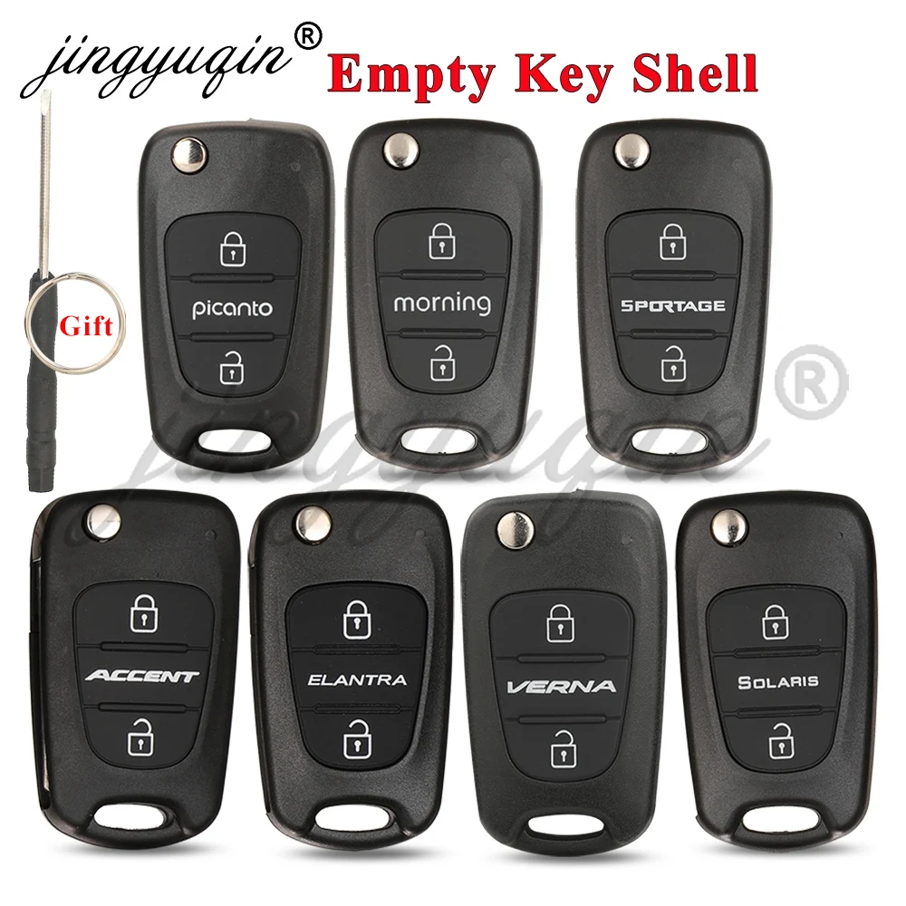 Jingyuqin Flip Autoschlüssel Shell für Kia Hyundai Picanto Morgen Sportage Accent Elantra Verna Solaris Fob Gehäuse Fall Ersatz
