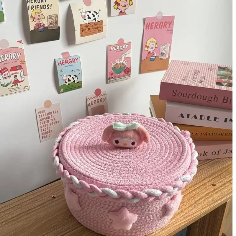 アニメーション ハローキティ シナモロール マイメロディ 麻綿靴 織物 大容量収納ボックス かわいい雑貨整理バスケット