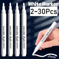 2-30pcs White Acrylic Marker Permanent Pen Art Supplies for Black Paper,Tire,Plastic,Stone,Metal,Artists Painting Office School