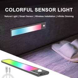 Wireless Sensor Cabinet Light LED Night Lights USB Rechargeable Lamp Bedroom Decor Detector Closet Room Aisle Backlight Lighting