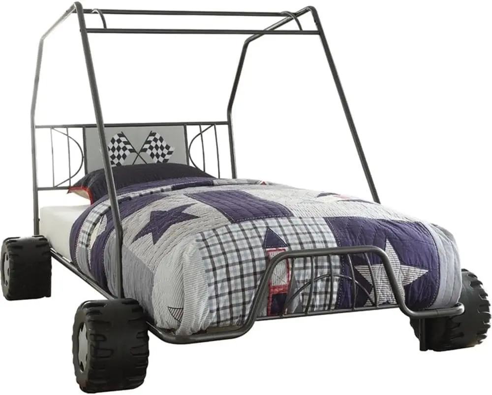 Modern Styled Metal Black Finish Xander Go Kart Twin Bed