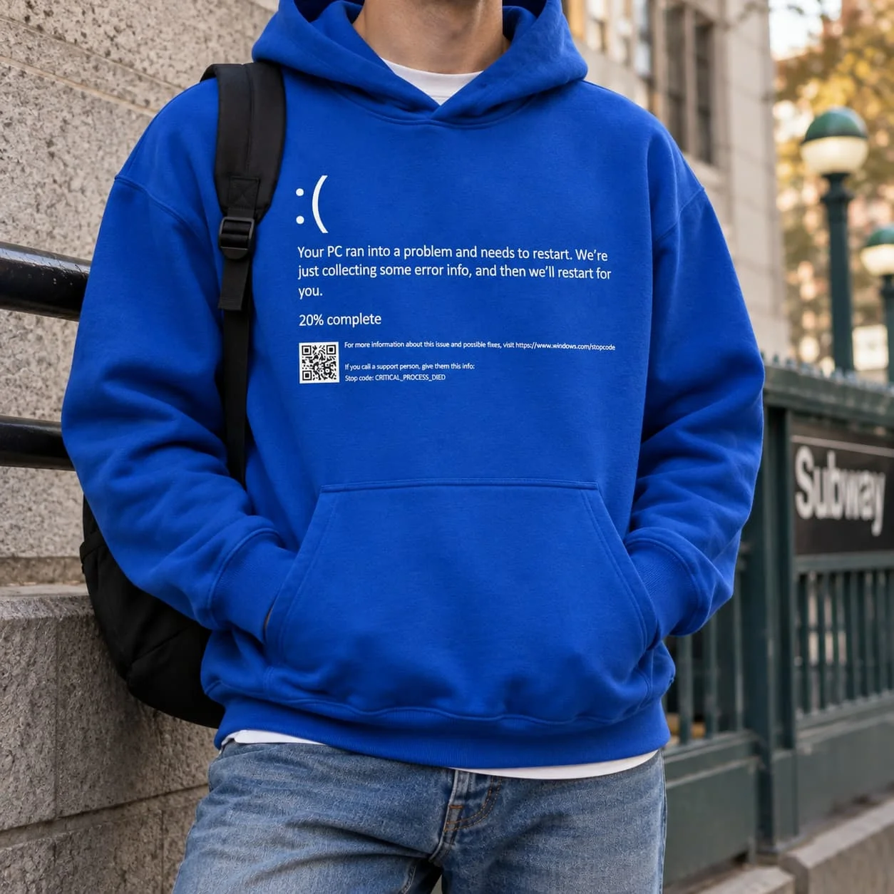 Geek Blue Screen Of Death Funny Party Graphic Autumn Winter Top Unisex Pullover Women Sweatshirt Boys Top Cotton Men's Hoodie