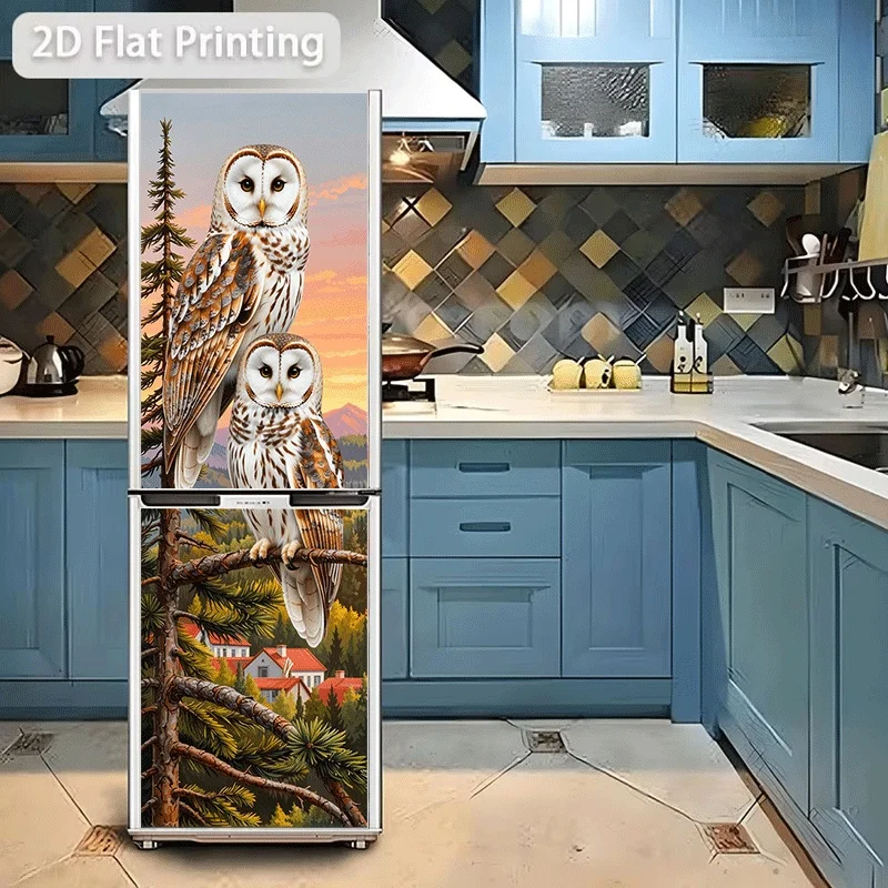 2D Pattern Printed Kitchen Refrigerator Sticker 23.62x70.87inch 