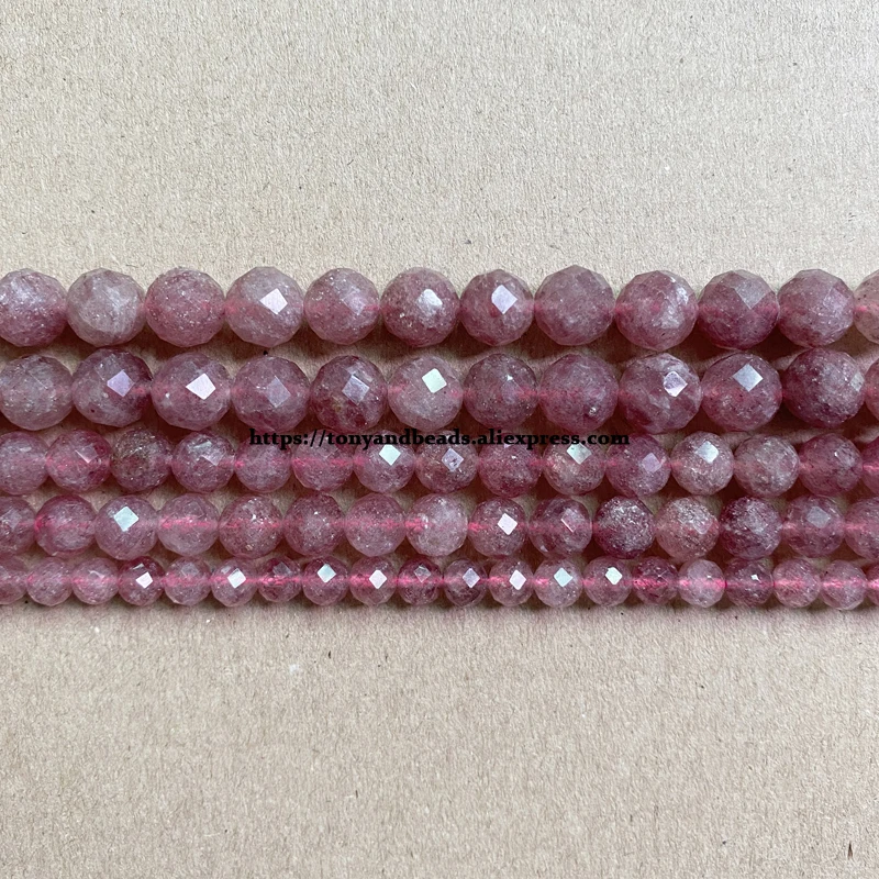 Semi-precious Stone Diamond Cuts Faceted AA Quality Strawberry Quartz 7\