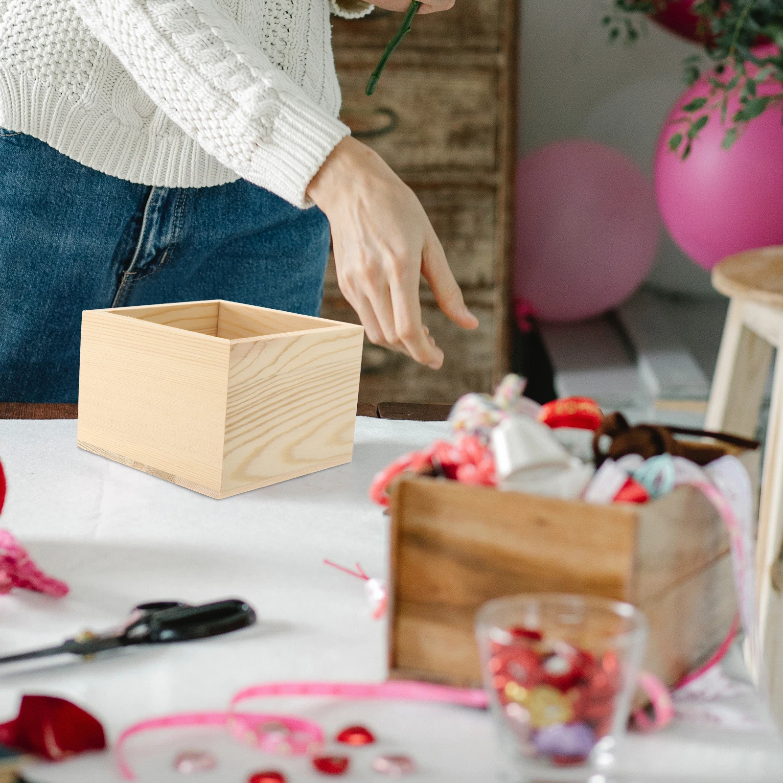 

4 Pcs Solid Wood Small Wooden Box Storage Boxes for Organizing Container Present Wrapping Ring