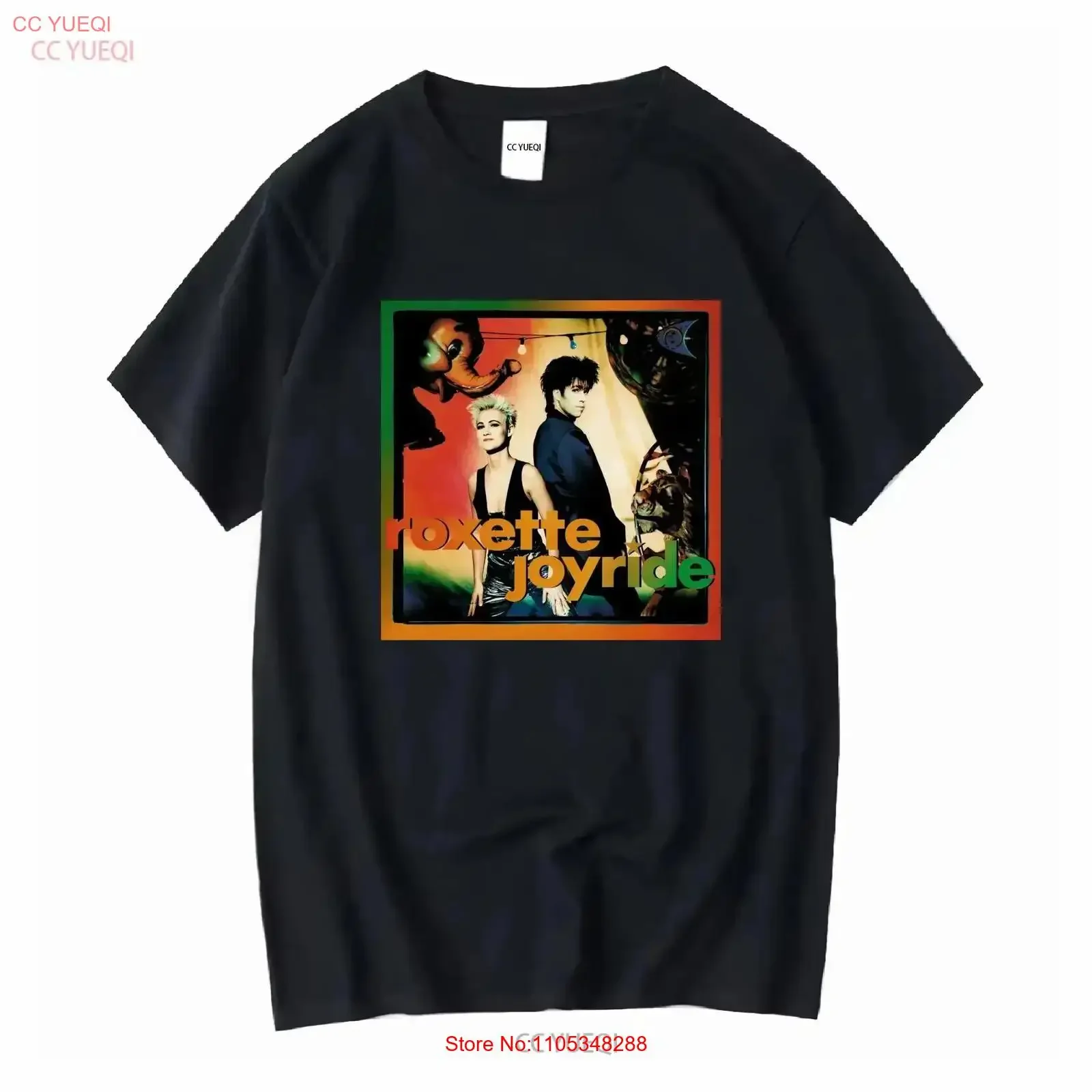 Camiseta inspirada en Roxette Band Joyride de algodón negro S 234XL AM374, estilo vintage, lavada, transpirable, ropa de calle, moda, suave y elegante