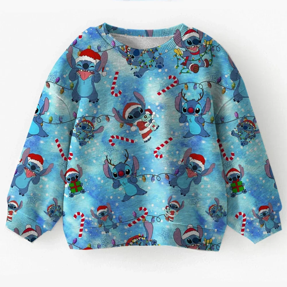 

Рождественская кавайная забавная толстовка с капюшоном «Лило и Стич», детская одежда с героями мультфильмов, толстовка «Лило и Стич», толстовка с капюшоном в стиле манга, детская одежда