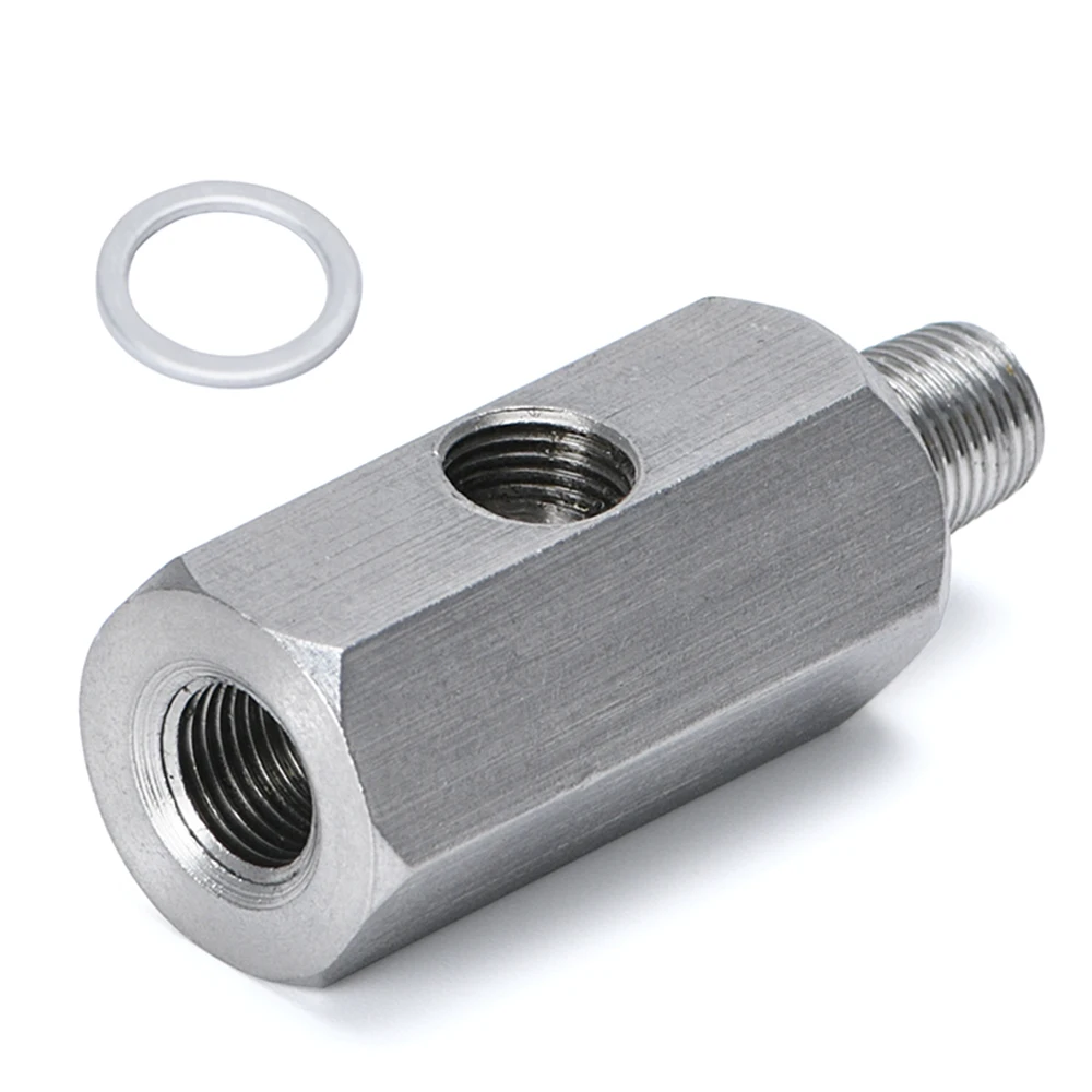 Stainless Steel 1/8\'\' BSPT Oil Pressure Sensor Sendor Tee Adapter to 1/8 NPT Gauge T-Piece Car Accessories VR-OGA02