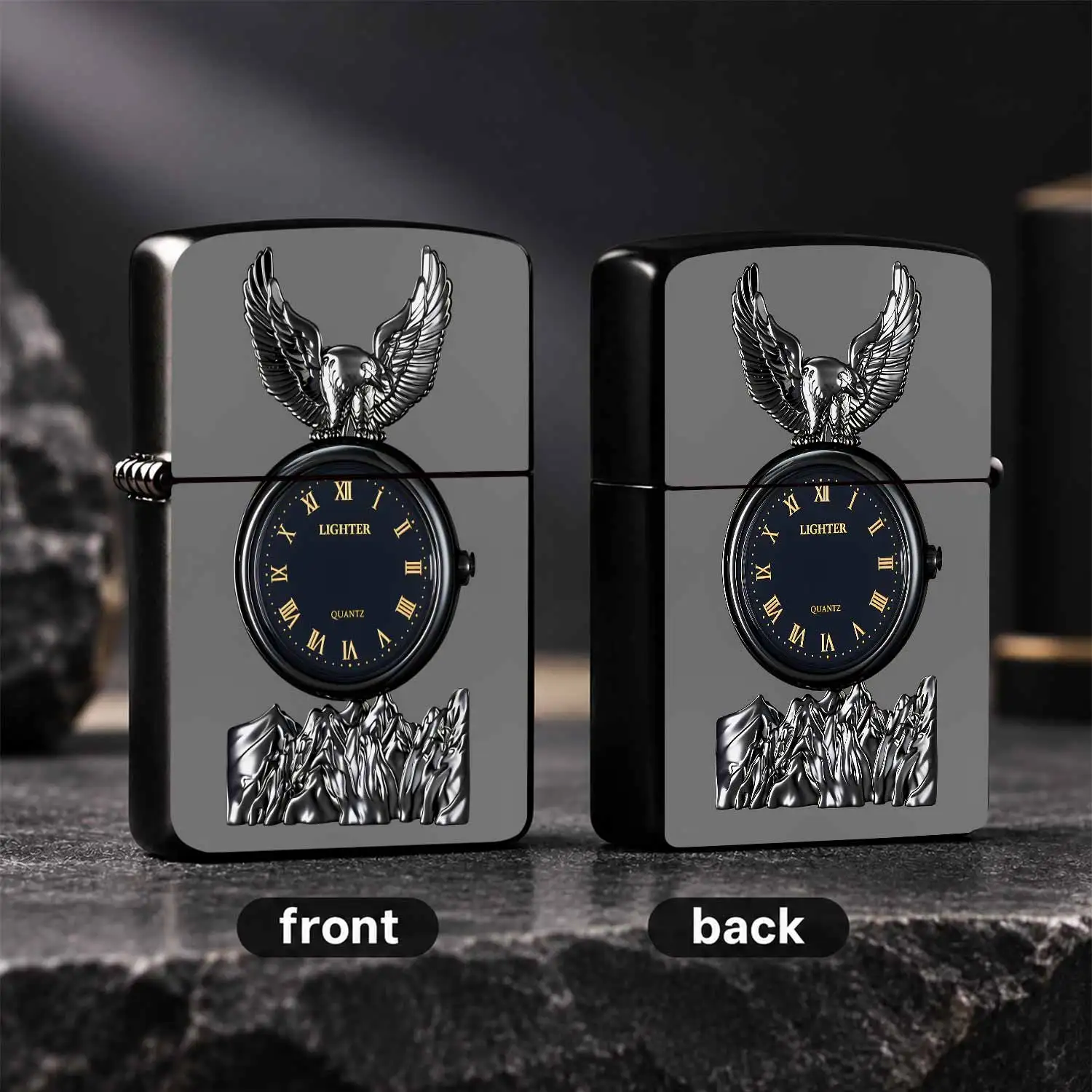 English: Creative EagleShaped Desktop Ornament with Roman Character Dial Decoration, Exquisite Unique Atmosphere Piece, Suitable for Daily Gathering,, Gifting Scenarios, Stylish Practical High-Quality Companion Present f A Humorous And Inte