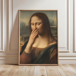 Funny Bathroom Canvas Print Wall Art Toilet Humor Mona Lisa Portrait Bad Smell Painting Poster Picture Washroom Home Decoration