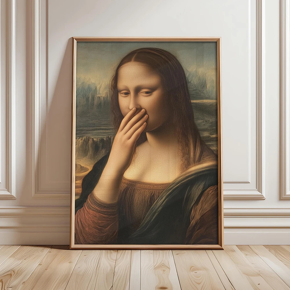 Śmieszne Płótno Łazienkowe Druk Ściana Sztuka Toaleta Humor Mona Lisa Portret Zły Zapach Malarstwo Plakat Obraz Łazienka Dekoracja Domu