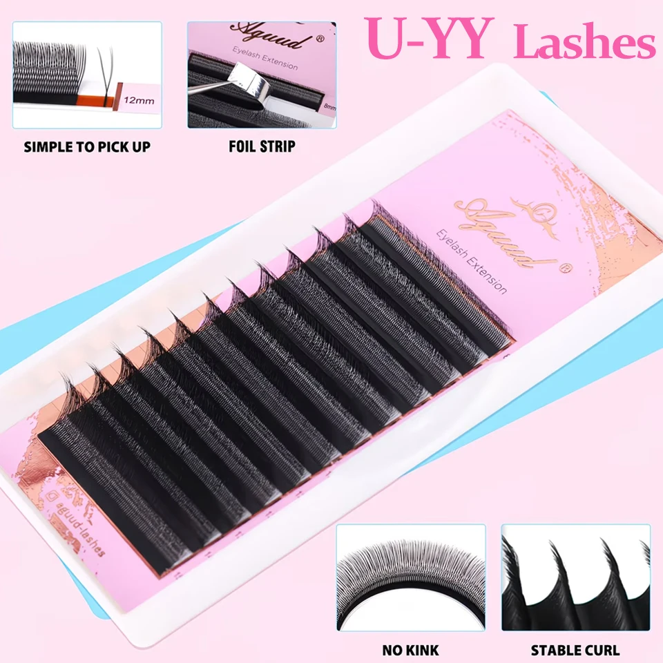 AGUUD U-YY Lashes C/D/L/M Curl Eyelash Extension Premade Volume Fans Soft Gradient Mink Easy Embellish Natural False Eyelashes