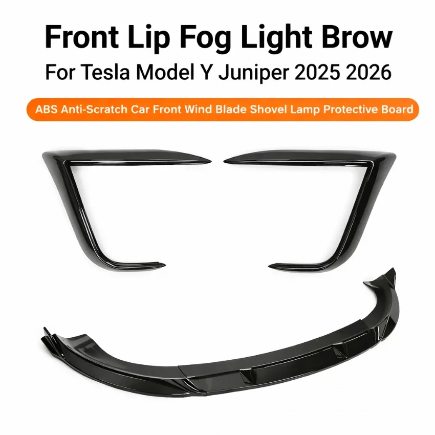 

Front Lip Fog Light Brow For Tesla Model Y Juniper 2025 2026 ABS Anti-Scratch Car Front Wind Blade Shovel Lamp Protective Board