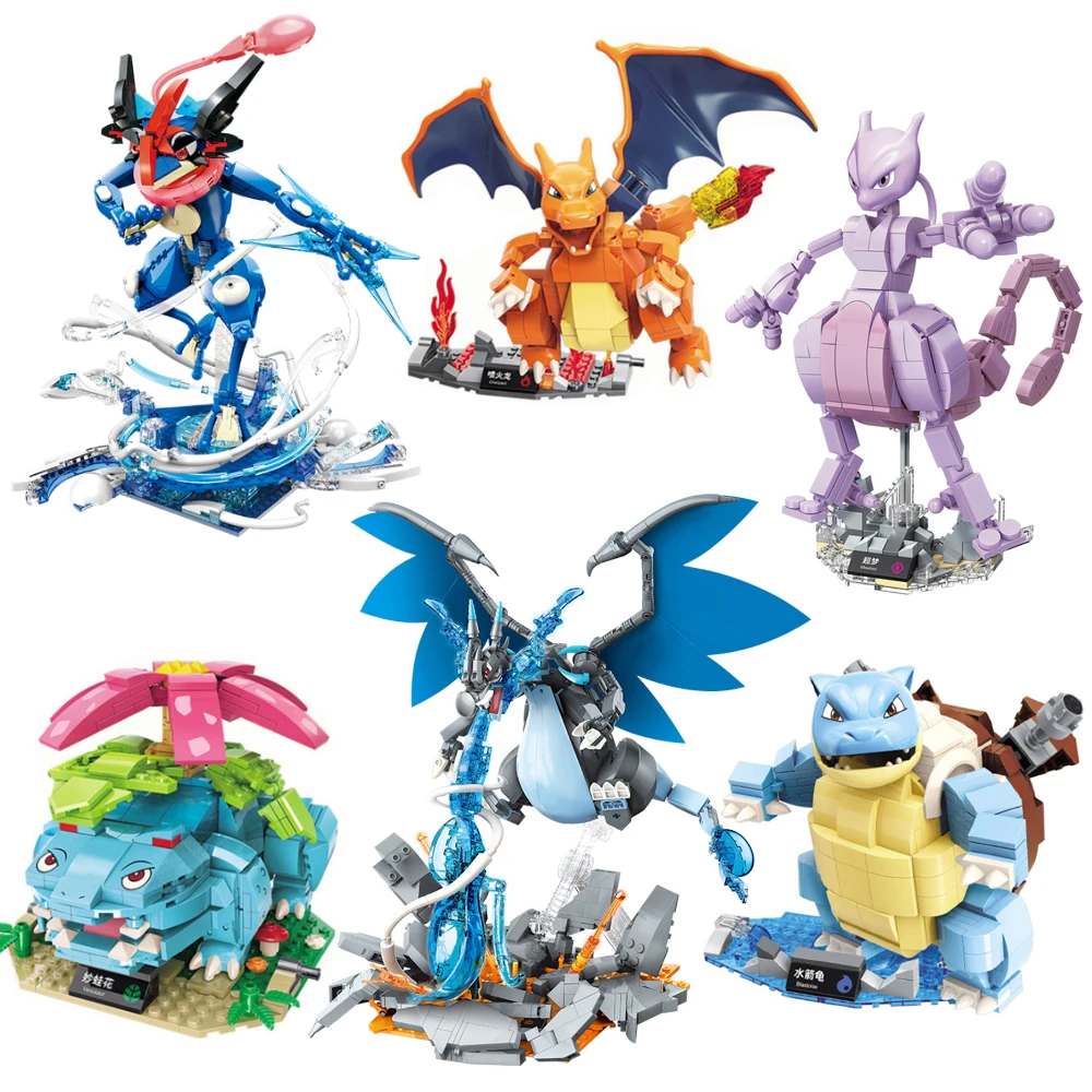 Cartoon Anime Pokemon Pocket Monster Ash Pikachu Building Blocks Bricks Sets Classic Movie Dolls Model Kids Toys Children Gifts