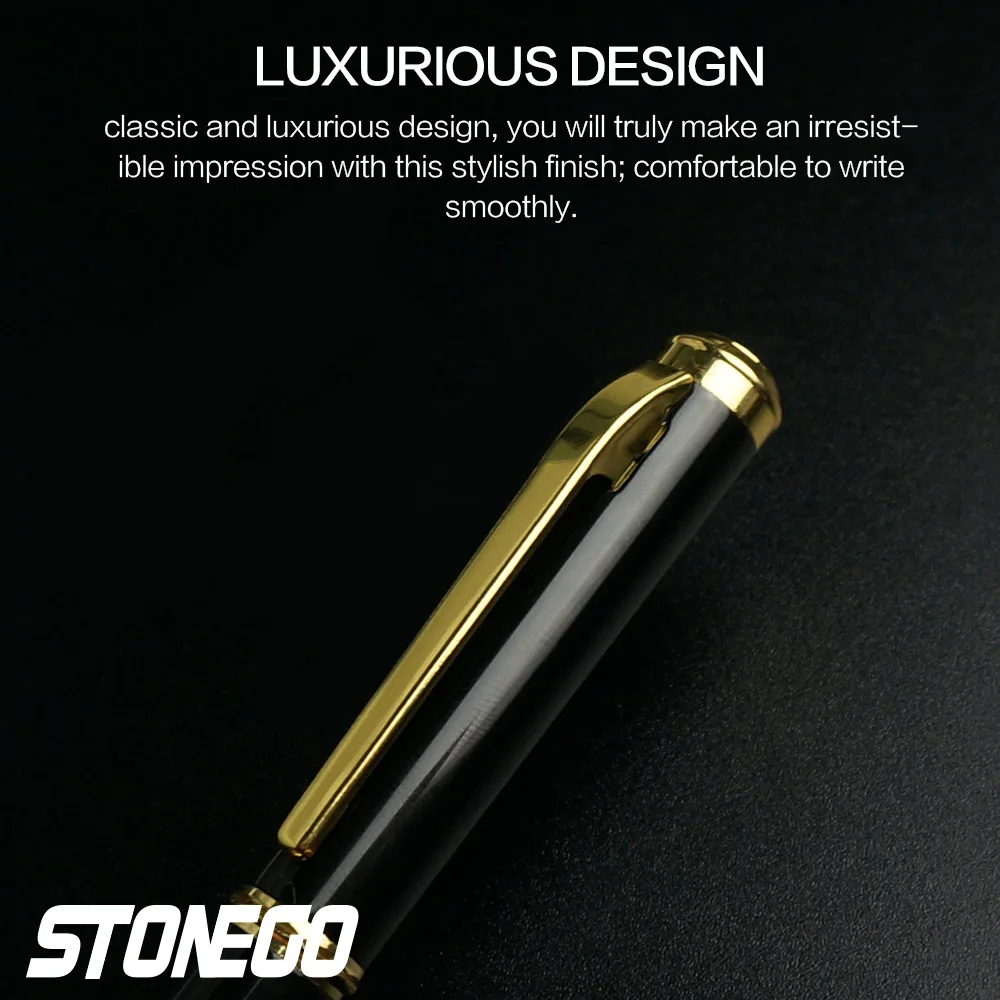 STONEGO Fashion Metal Fountain Pen, Metal Ink Pens with Ink Refill Converter Sleek Lacquer Housing Calligraphy Pens