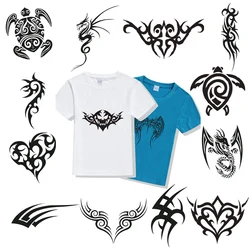 Interesting Abstract Tribal Totem Heat Transfer Stickers Iron On Clothes For Men Black Style Applique T-shirt Custom Patches