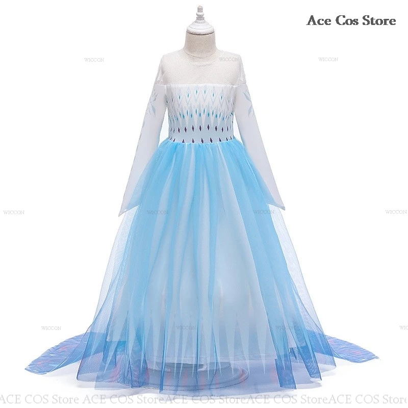 Kinderen Meisjes Prinsessenjurk Meisje Cosplay Ijs Schattig Koningin Kostuum Elsa Tiara Verjaardagsfeestje Halloween Carnaval Outfit Blauw Kostuum