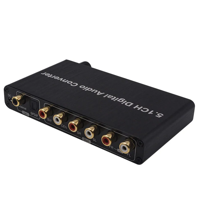 192kHz DAC 5.1CH Digital Audio Converter Decoder Coaxial / Toslink to 2.0CH Analog 3.5mm Jack AUX Output with Volume Control