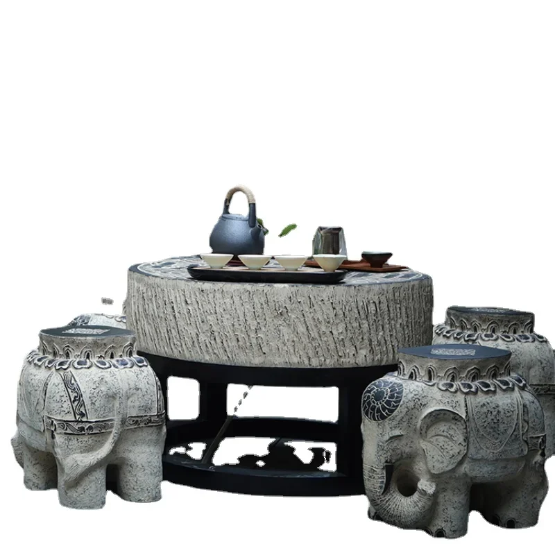 Table and Chair Courtyard Tea Table Leisure Shoe Changing Stool Outdoor Balcony Imitation Stone Table and Chair Elephant Stool