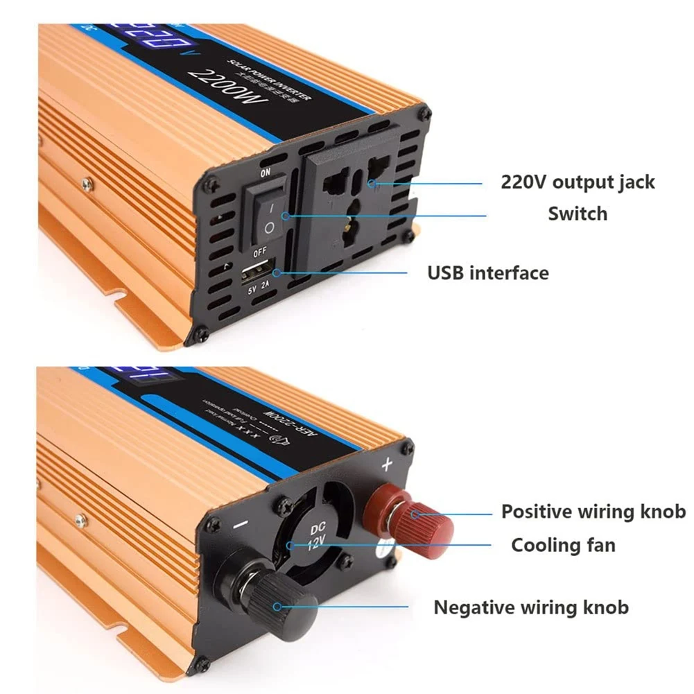ABZV-Multifunctional Power Inverter 1200W 12V DC To 220V AC Inverter 1200W Voltage Inverter