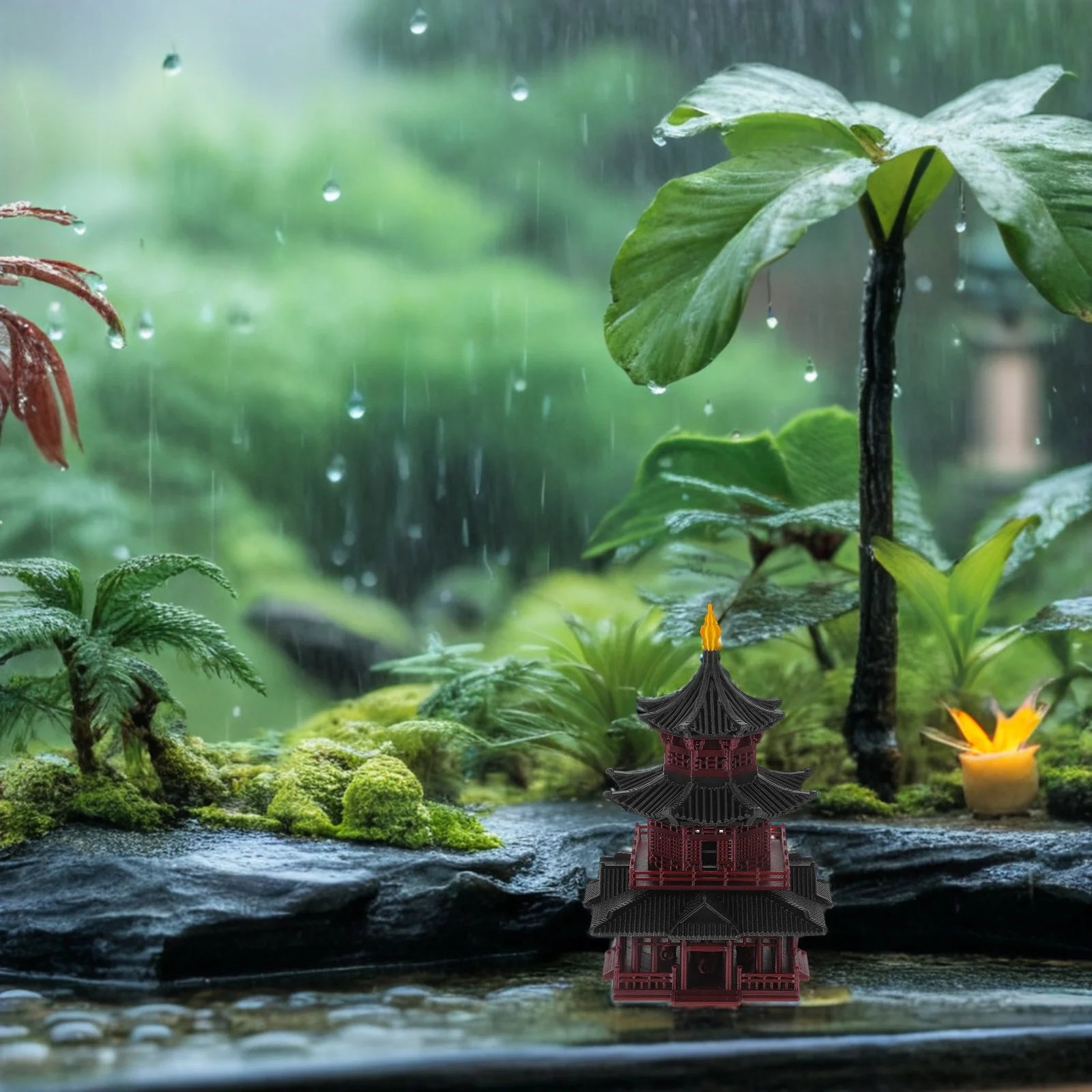 

Mini Asian Zen Garden Pagoda Sculpture for Meditation Garden Accessories Indoor Outdoor Micro Landscape Ornament Home Decor