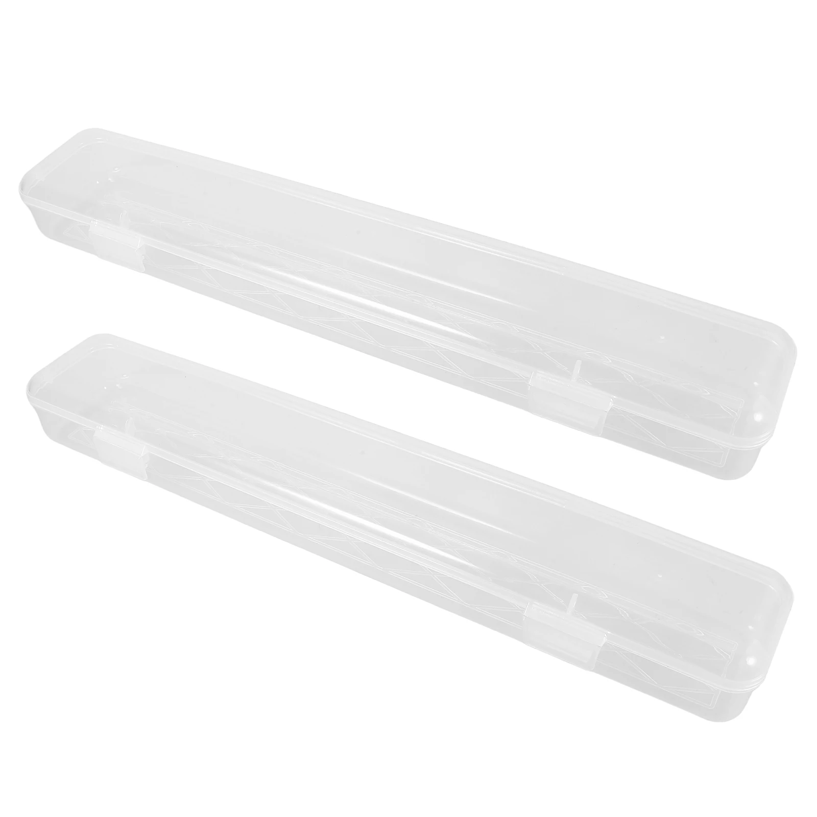 

2 Pcs Paintbrush Storage Box Empty Pencil Case Transparent Pen Cases Plastic Travel Gift Ballpoint Boxes Stationery Storage Box