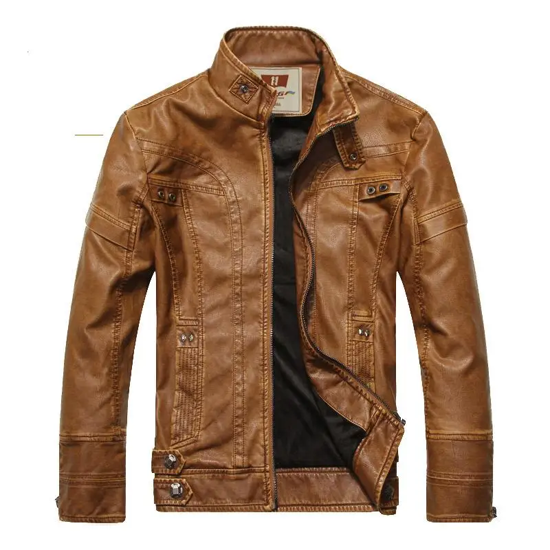 

Men's Standing Collar Leather Jacket Metal Decorated Five Sleeve Long Other Material 100% Processed Iron Resistant Daily Wear