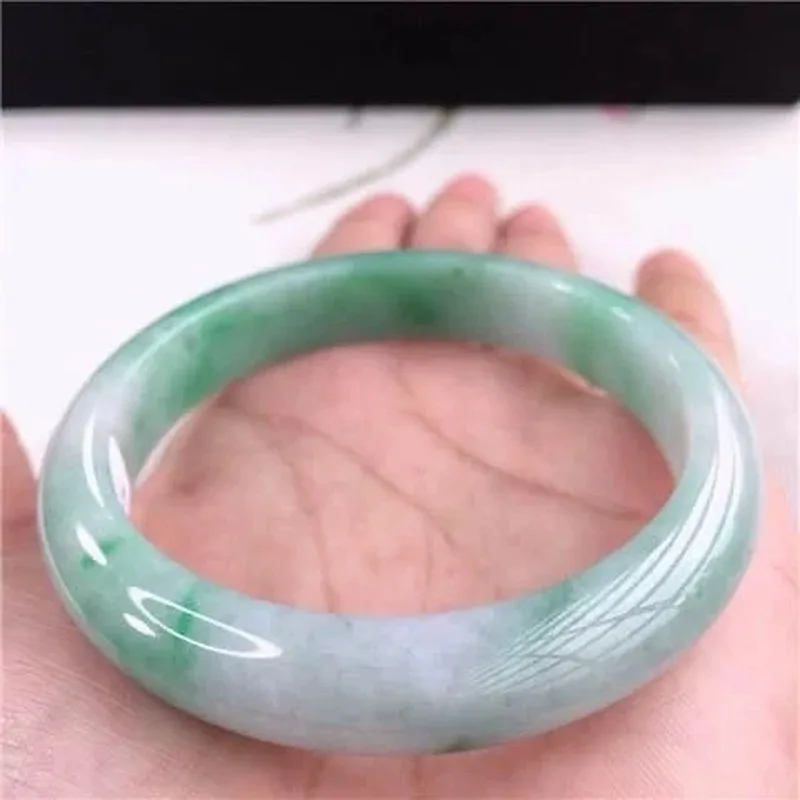 Myanmar with floral patterns, bright green jadeite bracelet women, a gift for elders and a birthday present