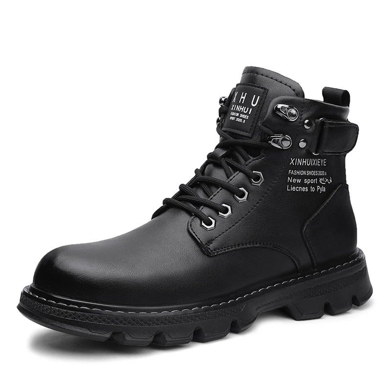 New Men's High-top Fashion Shoes Motorcycle Ankle Boots for Men Waterproof Boots Men Leather Shoes Casual Boot Botas Para Hombre