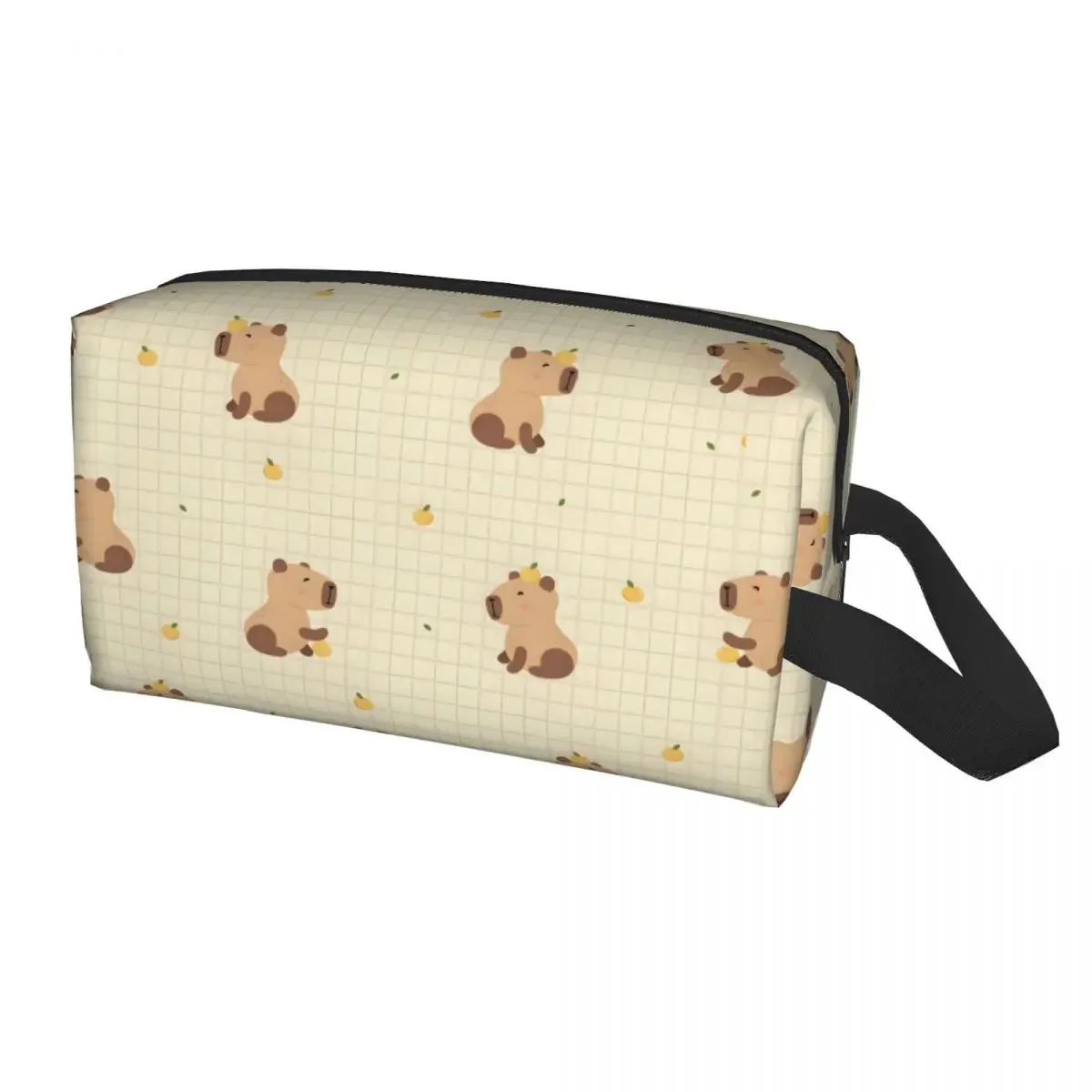 Custom Travel Baby Capybaras With Orange Toiletry Bag Portable Cosmetic Makeup Organizer for Women Beauty Storage Dopp Kit Case