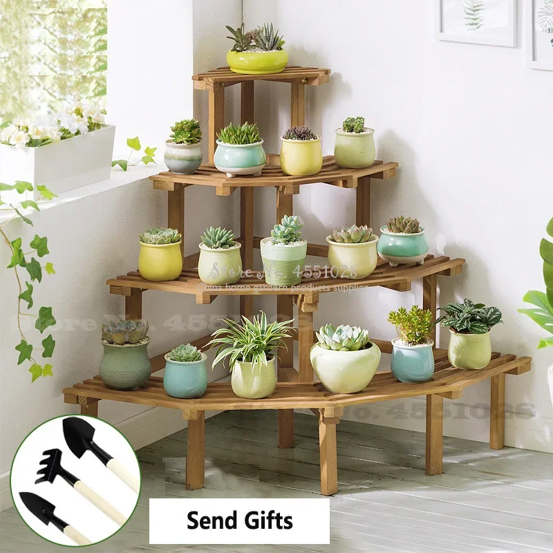 

Plant Shelves Flower Pots Holder Ladder-Shaped Plant Flower Stand Rack Multilayer Wood Storage Shelves Bansai Display Shelf