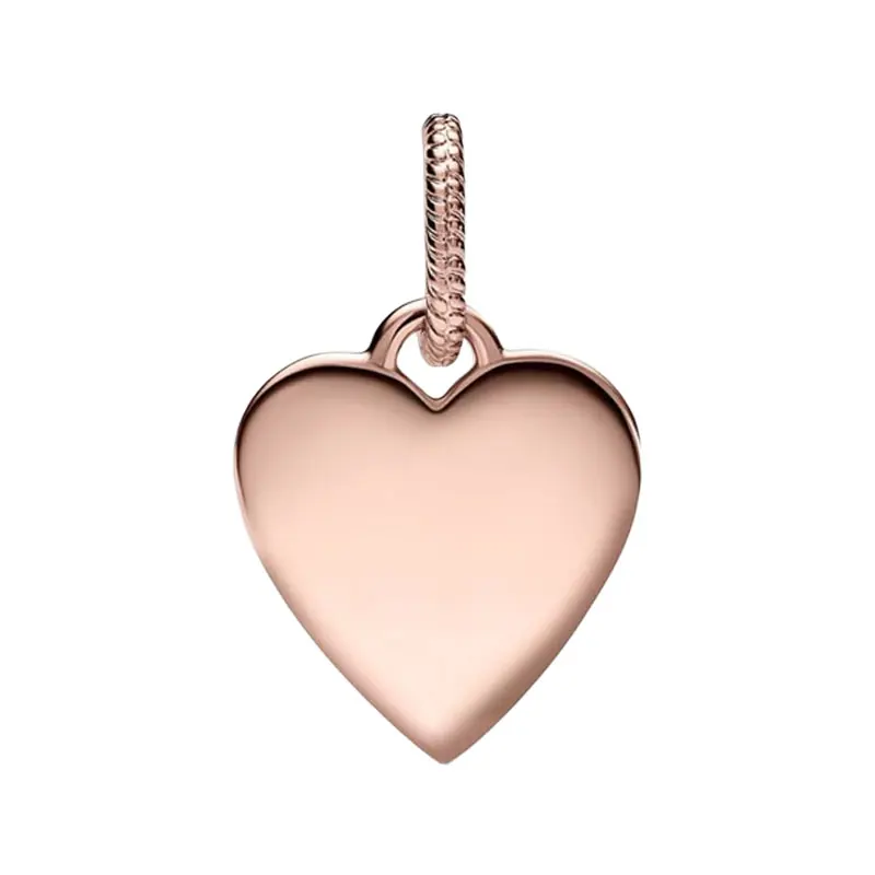 Rose Gold Engravable Heart Tag Pendants Charms For Women Fine Jewelry Making DIY Original Necklace Bracelet Valentine's Day Gift