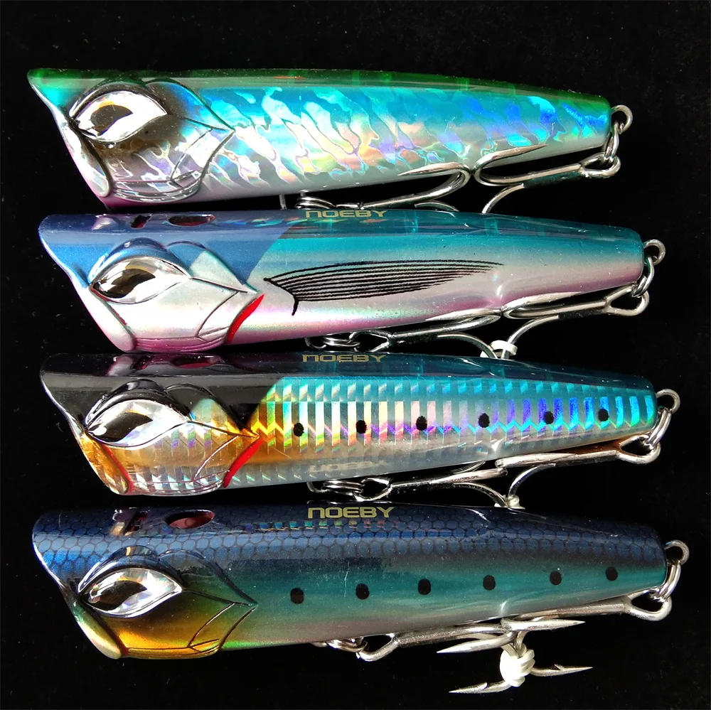 

NOEBY 4pcs Topwater Popper Fishing Lure 12cm 41g Jet Popper Artificial Hard Bait for GT Tuna Sea Fishing Lure