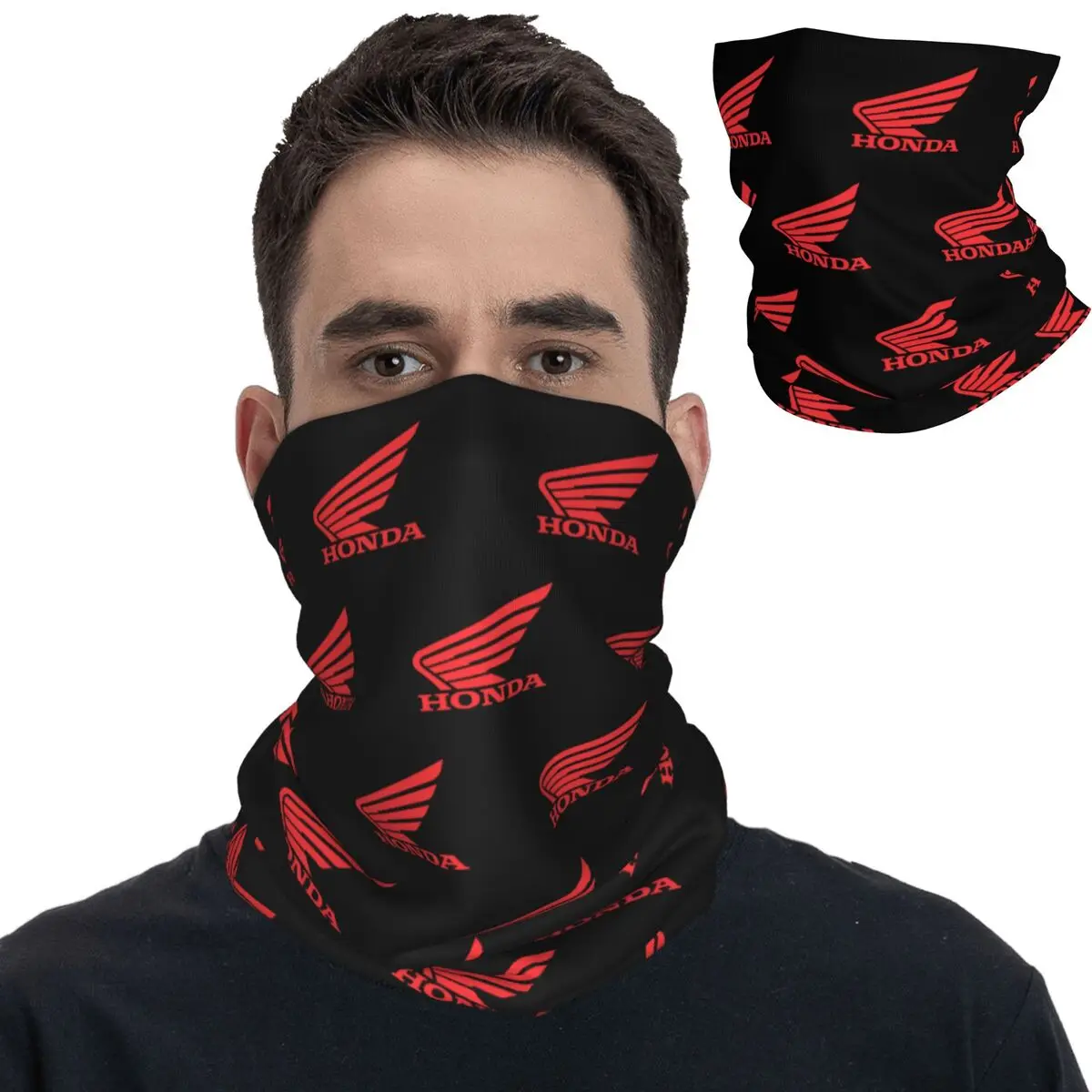 Hondaed Motocycle Logo Bandana Neck Cover Printed Racing Wrap Scarf Multi-use Headband Cycling Unisex Adult Windproof