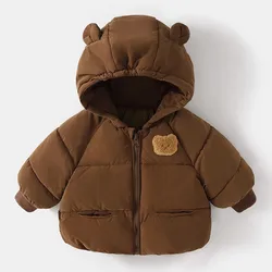 Korean Style Oversized Infant Clothes 2024 New Winter Cotton-padded Hooded Baby Bread Jackets Thick Warm Quilted Child Parkas